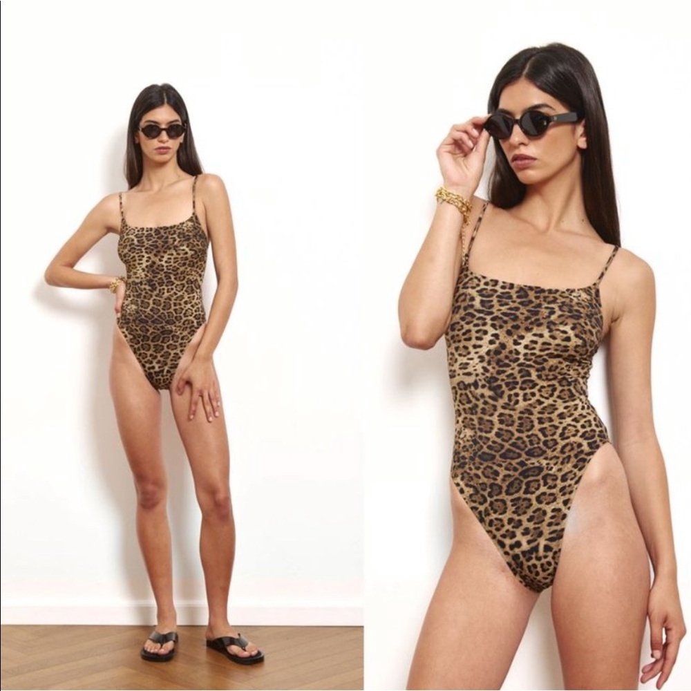 NEW De Rococo One Piece Leopard Cheeky High Thigh Swimwear Suit Size XS 2